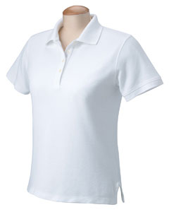 Women's Performance Plus Pique Polo - 100% combed cotton pique. No-pill, no-fade, no-shrink, no-curl collar, no-wrinkle performance. Gently shaped for a woman's body. Narrower, more feminine placket. Dark Green Heather, Espresso Heather, Paprika Heather and Wine Heather are 60% cotton, 40% polyester.
