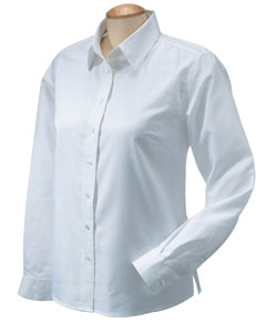 Women's Performance Plus Oxford - 100% combed cotton. DuPont Teflon treated fabric releases wrinkles, stains and spills. Flat-felled seams. Dura-Pearl buttons. Front and back darts add shaping for a flattering feminine fit. Spread collar.