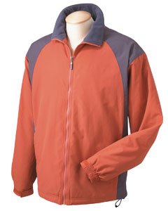 Men's Capstone Colorblock Jacket - 100% nylon taslon shell with polyester microfleece lining on inside collar and body. Water- and wind-resistant. Adjustable half elastic cuffs with Velcro tabs. Drawcord hem. Zippered front pockets with brushed tricot lining. Inside hidden media pocket and an identity tag at inside hem. InconspicuZip for easy embroidery. Steel Grey lining.