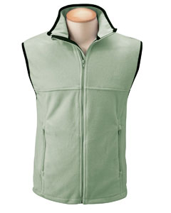 Microfleece Vest - Premium microfiber polyester, 280 g/m2. Elastic drawcord on inside hem. Black accent binding at bottom and arm openings. Side-zip pockets.