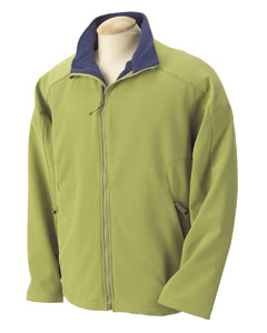 Men's Soft Shell Jacket - 95/5 poly/spandex outer layer bonded to microfleece offers the performance of three traditional layers in one. Durable shell deflects wind and repels water, yet has great breathability. Warm inner layer. Full-zip front with slash zip-front pockets. Dyed-to-match topstitch detail on curved seaming and a drop tail for additional warmth.