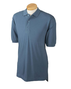 Men's Organic Cotton Pique Polo - 100% certified organic cotton. Three-button placket. Flat-knit collar and sleeve cuffs. Hemmed bottom. Nontoxic, biodegradable dyes. Eco-friendly, bio-wash method. Recycled plastic buttons.