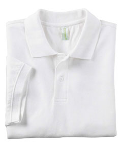 100% Organic Cotton Pique Polo - 6.5 oz., 100% ringspun certified organic cotton. Flat-knit collar and cuffs. Neck seam is cleanly finished with self-fabric. Double-needle coverstitch seams.