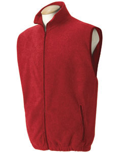 Full-Zip Fleece Vest - 8.5 oz. polyester fleece with nonpilling face. Heavy-duty nylon zipper. Lycra bound arm openings. Elastic waist. Two front-zip pockets.