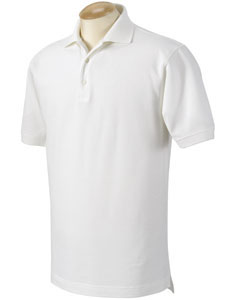 Men's Five-Star Performance Pique Polo - 100% cotton. Flat-knit collar and cuffs. Finer yarns used to create soft smooth fabric surface with performance properties that reduce wrinkles, fading and pilling along with the no-curl collar. Three-button clean-finished placket. White pearlized buttons. Split side vents. Special signature embroidery stitch along the inside neck. Fabric shrinkage is addressed before our garments are made to ensure that the fabrics maintain fit and shape with every wash. Extended tail.