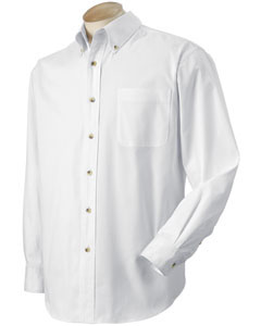Men's Five-Star Performance Twill - 60/40 cotton/poly twill. Thicker European horn-style buttons. Special signature embroidery stitch along the inside collar stand. Spare buttons. Long-sleeves. Two-button adjustable cuffs. Button-through sleeve plackets. Button-down collar. Left-chest pocket.