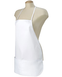 Two-Pocket 24" Apron - 65/35 poly/cotton twill. 24" length. Two 9 1/2" wide front pouch pockets. Adjustable ties. Natural is 100% cotton canvas.