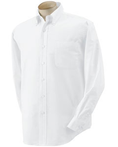 Men's Five-Star Performance Long-Sleeve Oxford - 60/40 cotton/poly yarn-dyed oxford. Two-button adjustable cuffs. Spare buttons. Thicker European pearlized off-white buttons used for the seven-button front placket and button-down collar. Button-through sleeve placket. Left-chest pocket.