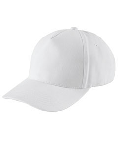 Youth 5-Panel Brushed Twill Structured Cap - 100% brushed cotton twill. 5-panel. Structured. Front panel backed with buckram. Sewn eyelets. Six-row stitching on bill. Self-fabric closure with brass buckle and tuck-in grommet.