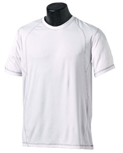 Men's Pieced Interlock T-Shirt - 4.1 oz., 100% polyester interlock. Contrast coverstitch at all seams. Performance fabric features wicking properties which draw moisture away, keeping you cool and comfortable. Added anti-microbial treatment prevents the increase of odor-causing bacteria and maintains garment freshness.