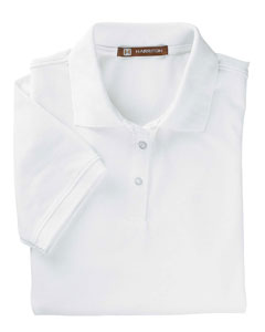 Women's Easy Blend Polo - 5 oz., 65/35 poly/cotton. Three-button placket. Flat-knit collar and cuffs. Hemmed bottom with side vents. Special blend of polyester with cotton gives the polo a soft, silky hand and helps reduce shrinkage. Set-in sleeves. Sideseamed. Short-sleeves. Softly shaped for more flattering feminine fit. White is 5.6 oz.