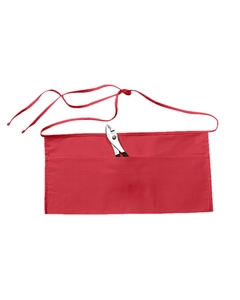 Three-Pocket 10" Waist Apron - 65/35 poly/cotton twill. 10" length. Three 6 1/4" wide front pouch pockets. Adjustable ties. Natural is 100% cotton canvas.