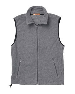Fleece Vest - 100% spun soft polyester fleece with non-pill finish surface. Front-zip pockets. Back yoke. Binding on arm openings. Open-hem with inside toggles. Full-zip closure, inside zipper is clean-finished with taping. Wind-resistant. Single-needle topstitching on seams.
