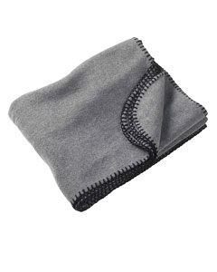 Fleece Blanket - 100% polyester fleece, one side anti-pill. Warm, cozy and durable. Finished with matching whipstitch ( Charcoal has a Black whipstitch). 60"W x 50"H.