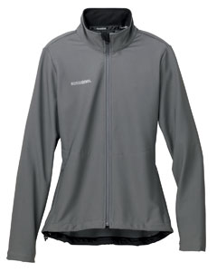 Women's Lake Placid Softshell Jacket - 91/9 poly/spandex. Windproof, breathable and all-over stretch. Full-zip. Water-repellent finish. Zippered hand-warmer pockets. Brushed tricot chin protector keeps zipper from abrading chin and neck. Center front closure uses a reverse-coil zipper and is backed with a wind flap for increased wind and water protection. Adjustable drawcord bottom hem. Laser embossed tonal "R" logo at the lower left back side of garment.