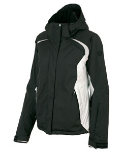 Women's Data Jacket - 100% polyamide dobby shell with 100% polyester fill. Waterproof, breathable fabric is seam-sealed to keep you dry and comfortable in the elements. Fabric has waterproof and breathability ratings of 5000mm and 5000g/m2/24h. Adjustable, removable hood. Storm flap over center-front-zipper keeps cold and wet out. Interior adjustable powder skirt protects the lower torso. Elasticized inner cuffs keep your gloves in place and the cold out. Zippered exterior pockets at hips and forearms for easy-access storage. Interior mesh pockets for goggles, electronic devices and other necessities. Attached wipe cloth for goggles. Embroidered tonal "R" logo on upper left sleeve. Rossignol logo on left-chest.