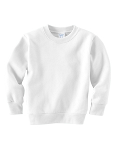 Toddler Sweatshirt - 7.5 oz., 60/40 cotton/poly fleece. Ribbed neck, cuffs and waistband. Set-in sleeves. Coverstitched neck, shoulders and armholes. (White is sewn with 100% cotton thread.)