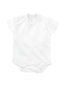 Infant Creeper - 5.5 oz., 100% cotton jersey. Ribbed crew neck. Double-needle hemmed sleeves. Double-needle ribbed binding on leg openings. Reinforced three-snap closure. Heather is 90% cotton, 10% polyester.