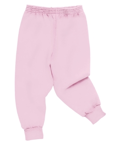 Toddler Sweatpants - 7.5 oz., 60/40 cotton/poly fleece. Four-needle stitched covered elastic waistband. 2" ribbed cuffs.