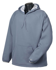 Double Dry Performance Bonded Fleece Hoodie - 8 oz., 100% polyester two-color bonded hydrophilic fleece. Wicks moisture and fights odor. Raglan sleeves. Front pouch pocket. Double-needle topstitched bungee cord tunnel with bungee cord exiting on inside at each sideseam. Bungees have cordlocks, cordlock stoppers, and are attached in sideseams with twill tape. Bottom has drop tail. Reflective "C" logo on left sleeve.