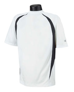Double Dry Elevation T-Shirt - 4.1 oz., 100% polyester Double Dry front. 5.4 oz., 100% polyester twill interlock back; 4.1 oz., 100% polyester mesh piecing. Self-fabric collar and neck tape. Tagless. Raglan sleeves. Contrast color piecing. Anti-microbial finish fights the growth of odor-causing bacteria on the garment, wicks moisture away from the body and helps control moisture build-up. Reflective "C" logo on left sleeve.
