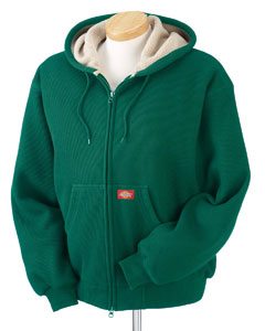 Bonded Waffle-Knit Hooded Jacket - 10.75 oz., 60/40 cotton/poly. Unique thermal-lined knit bonded to 100% polyester Sherpa lining. Three-piece drawstring hood. Durable metal center front-zipper. Pouch pockets. Rib knit cuffs and banded bottom. Extended sizes available by special order.
