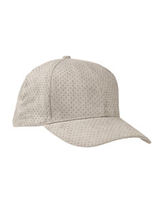 6-Panel Structured Ultra Suede Baseball Cap - 100% polyester perforated ultra suede. 6-panel. Structured. Matching sewn eyelets. Self-fabric closure with brass slider and hidden tuck-in strap.