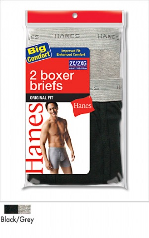 Hanes Boxer Briefs (Black/Grey) - 100% Cotton  100% cotton