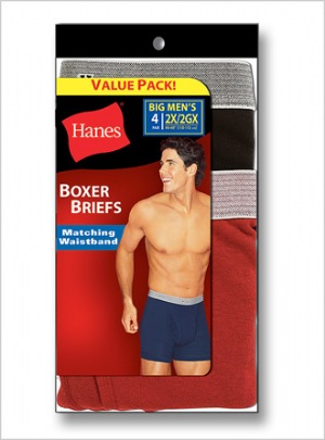 Hanes Boxer Briefs Matching Waistband - The UltraSoft ring-spun Cotton is pre-shrunk  you'll notice the better fit. The comfortable length of a boxer with the hold of a brief.  100% Ring-Spun Cotton