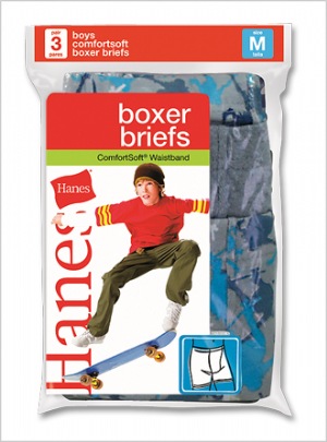 ComfortSoft Boxer Brief - We expect the boys boxer briefs to become as popular as our mens line. Hanes offers boys the comfortable freedom of a boxer with the support of a brief. Our boxer briefs feature an incredible fit that stays in place and delivers all over comfort from wais  Solids 100% Cotton; Heathers 75% Cotton/25% Polyester
