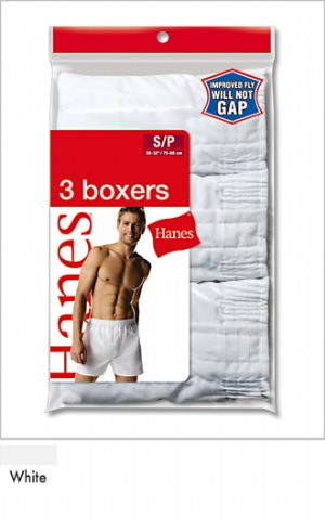 Hanes Full-Cut Boxers 50/50 - Generously cut for freedom of movement, with a wide elastic waist that wont bind or chafe. Double stitching on the seams for toughness, yet always a soft touch thanks to an all-too-agreeable cotton-rich blend.  55% Cotton, 45% Polyester