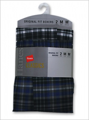 Mens Classics Woven Black Yarn Dyed Boxer - Hanes Classics is superior quality underwear with classic styling for discerning consumers.  55% COTTON 45% POLYESTER