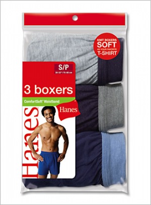 Hanes ComfortSoft Knit Boxer - Tagless design and button front closure  75% COTTON 25% POLYESTER