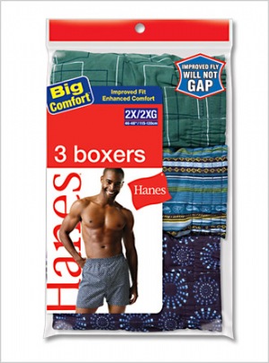 Hanes Big Mens Dark Ground Printed Boxer - Generously cut for freedom of movement, with a wide elastic waist that wont bind or chafe. Double stitching on the seams for toughness.  100% cotton