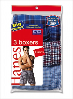 Hanes Big Mens Tartan Boxer - Double-stitched seams leave you confident of durability and roomy styling gives you the comfortable fit you need.  60% cotton/40% polyester