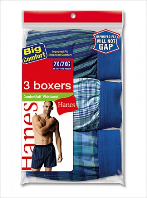 Hanes ComfortSoft Woven Boxer - Tagless design and button front closure  55%COTTON/ 45% POLYESTER
