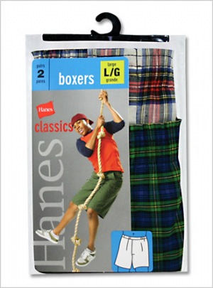 Hanes Classics Boys Tartan Plaid Boxer - ComfortSoft waistband and no-itch Tagless design give him the feel-good fit he wants.  55% Cotton/45% Polyester
