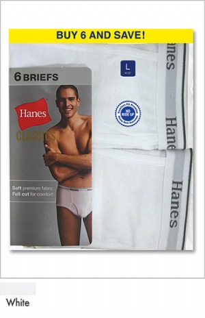 Classics White Brief - Full Cut fit for comfort - Plush Faux Micro-fiber waistband - New alpha sizing  100% Ring Spun Cotton