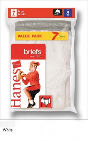 Hanes Boys Brief P7 - 100% pure cotton for natural softness.  Hanes ComfortWeave waistband keeps its shape.  Preshrunk fabric for a better fi t.  100% cotton
