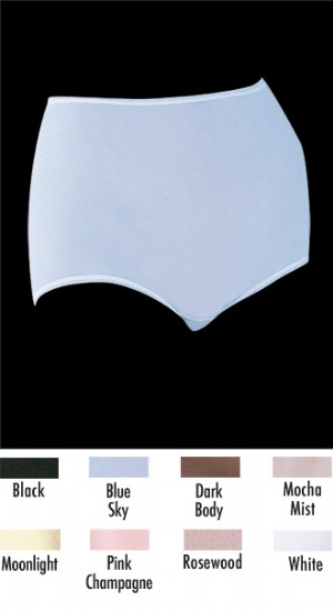 Skimp Skamp Brief - You have to try it on to believe how good it feels. Our Skimp Skamp Brief is the sleekest panty you've ever worn. A center back seam provides light, natural shaping and the Brief panty style gives you full coverage in front and back.  Body: 81% Nylon, 19% Spandex. Crotch Lining: 100% Cotton. Exclusive of Trim and Elastics.