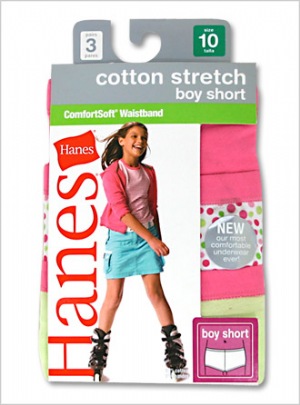 Hanes Girls Tagless Cotton Stretch Comfortsoft Boyshort 