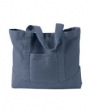 Pigment-Dyed Large Canvas Tote - 100% cotton; heavy enzyme-washed canvas; self f...