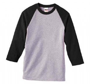 Cotton Youth Raglan Baseball T-shirt - 100% heavyweight cotton, 6.1 oz., preshrunk. seamless rib at neck; contrasting neck and sleeve; 3/4 length raglan sleeves; double-needle stitching on bottom hem; heather grey is 90% cotton, 10% polyester.