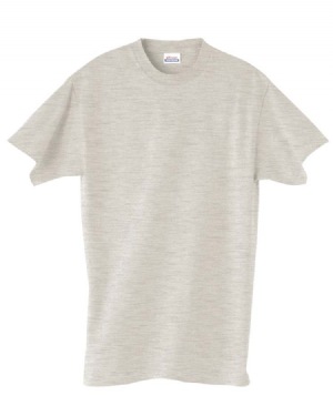 5.5 oz Comfortsoft Cotton T-shirt - 100% cotton, 5.5 oz.  Ash is 99% cotton, 1% polyester; light steel is 90% cotton, 10% polyester; Double-needle stitching throughout; seamless rib at neck; shoulder-to-shoulder tape.