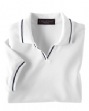 Women's Ringspun Cotton Fine-Gauge Double Mesh Pique Sport Shirt with Stripe...