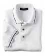 Men's Ringspun Cotton Fine-Gauge Double Mesh Pique Sport Shirt with Striped ...