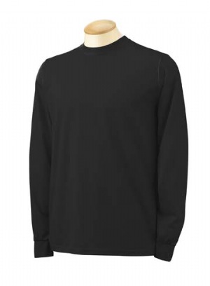 Mens Wicking Long-Sleeve T-shirt - 100% polyester. fabric wicks moisture away from body; self-fabric neck and cuffs; set-in sleeves; double-needle stitching on bottom hem.