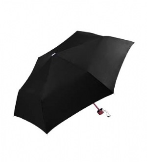 Small Collapsible Solid Umbrella - 100% 190t pongee; windproof; three-section flat type; nickel-plated metal ribs and tips; metal shaft; silver-coated plastic handle; self fabric case
