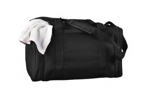 Sport Duffel - 600-denier polyester; adjustable webbing shoulder strap; webbing handles; large main compartment with u-shaped zippered opening; zippered end pockets