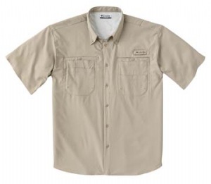 Mens Tamiami Short-Sleeve Shirt - 100% polyester omni-dry, omni shade; fabric that wicks moisture away from the body; seven-button placket; anti-microbial finish; quick dry; vented; rod holder 